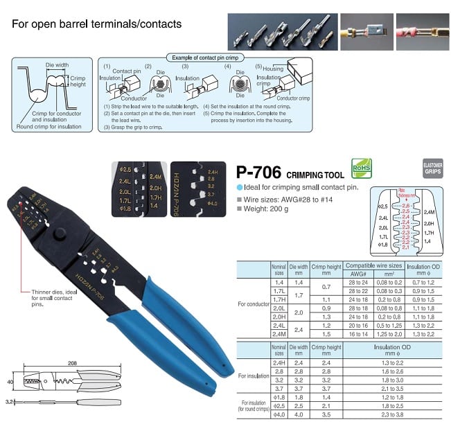 Kìm bấm cos HOZAN P 706 CTA SETSUBI