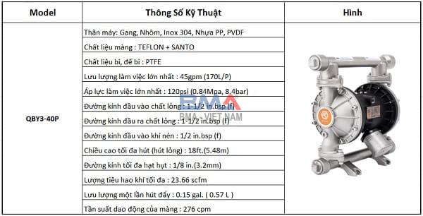 Bơm màng khí nén GODO QBY3 40P CTA SETSUBI