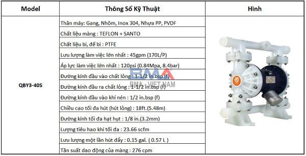 Bơm màng khí nén GODO QBY3 40S CTA SETSUBI